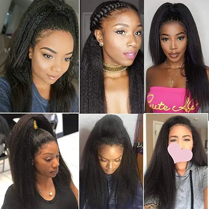 100% Raw Hair 360 Full Lace Transparent HD Swiss Lace Yaki Kinky Straight Wig Cuticle Aligned Human Hair Wig