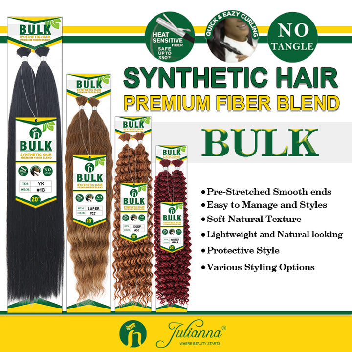 Julianna Wholesale 20inches 100g Synthetic No Weft Water Super Jerry Curly Deep Wave Bulk for Boho Braiding Hair