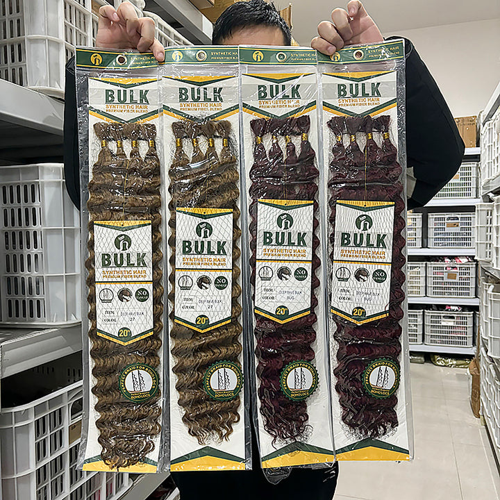 Julianna Wholesale 20inches 100g Synthetic No Weft Water Super Jerry Curly Deep Wave Bulk for Boho Braiding Hair