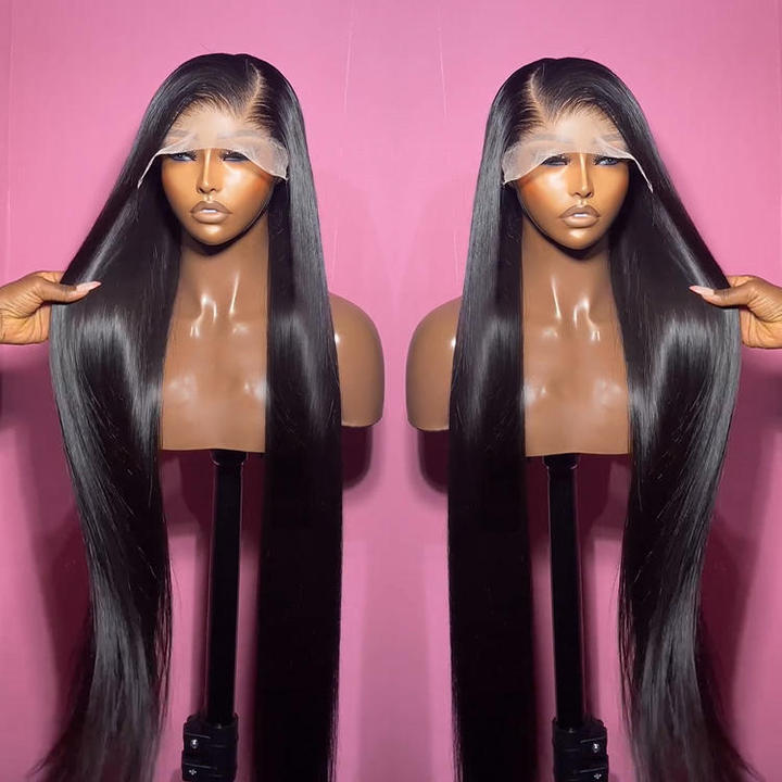 13x6 Raw Indian Lace Frontal Human Hair Wig ,Glueless HD Full Lace Wigs, Brazilian Straight Loose Deep Wig for Black Women